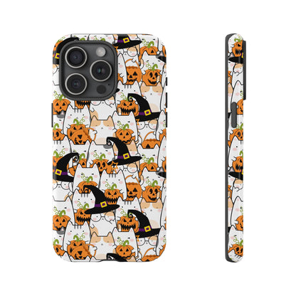 Halloween Cats and Pumpkins Phone Case – Tough Phone Case – Cute Spooky Design - iPhone 16 - Samsung Galaxy - Google Pixel