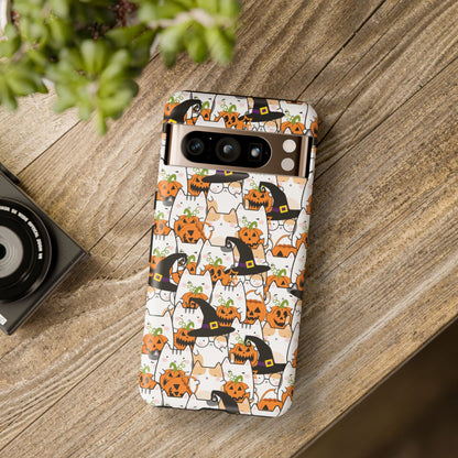 Halloween Cats and Pumpkins Phone Case – Tough Phone Case – Cute Spooky Design - iPhone 16 - Samsung Galaxy - Google Pixel