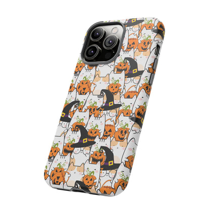 Halloween Cats and Pumpkins Phone Case – Tough Phone Case – Cute Spooky Design - iPhone 16 - Samsung Galaxy - Google Pixel