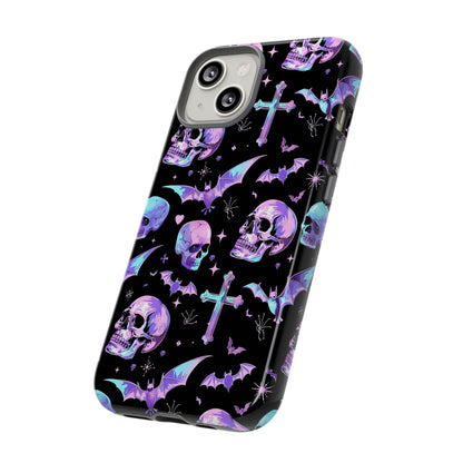 Pastel Skulls and Crosses Gothic Phone Case – Tough Phone Case – Cute Spooky Design - iPhone 16 - Samsung Galaxy - Google Pixel