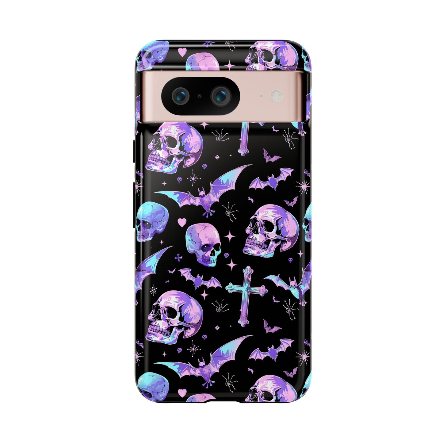 Pastel Skulls and Crosses Gothic Phone Case – Tough Phone Case – Cute Spooky Design - iPhone 16 - Samsung Galaxy - Google Pixel