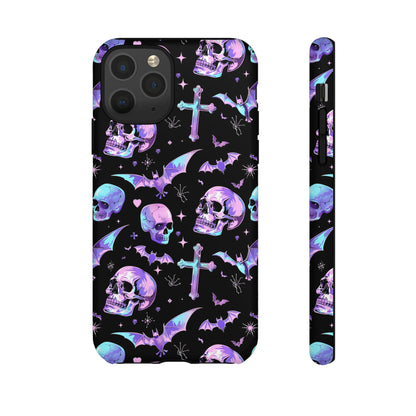 Pastel Skulls and Crosses Gothic Phone Case – Tough Phone Case – Cute Spooky Design - iPhone 16 - Samsung Galaxy - Google Pixel