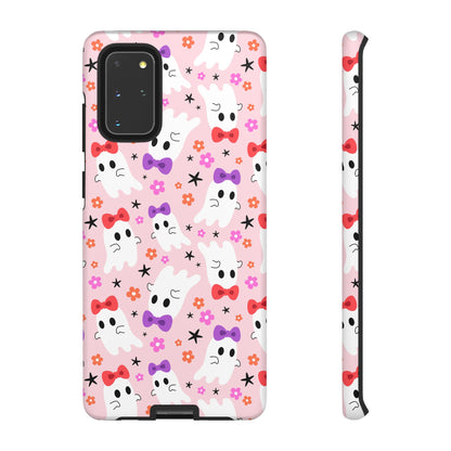 Cute Ghosts with Bows and Stars Halloween Phone Case – Tough Phone Case – Cute Spooky Design - iPhone 16 - Samsung Galaxy - Google Pixel