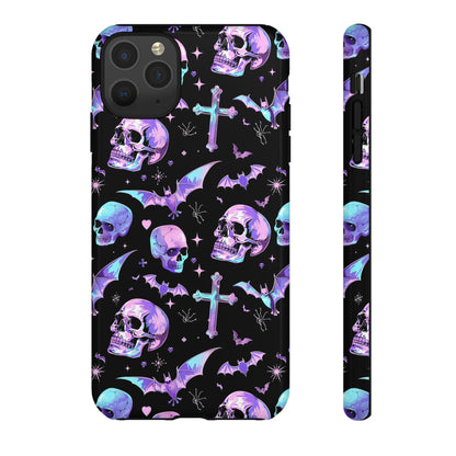 Pastel Skulls and Crosses Gothic Phone Case – Tough Phone Case – Cute Spooky Design - iPhone 16 - Samsung Galaxy - Google Pixel