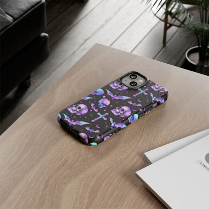 Pastel Skulls and Crosses Gothic Phone Case – Tough Phone Case – Cute Spooky Design - iPhone 16 - Samsung Galaxy - Google Pixel