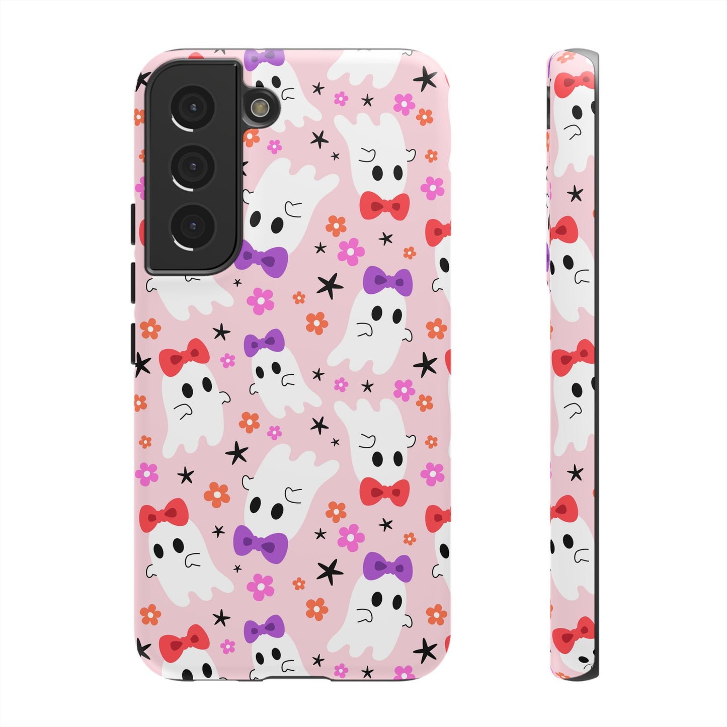 Cute Ghosts with Bows and Stars Halloween Phone Case – Tough Phone Case – Cute Spooky Design - iPhone 16 - Samsung Galaxy - Google Pixel