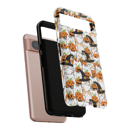 Halloween Cats and Pumpkins Phone Case – Tough Phone Case – Cute Spooky Design - iPhone 16 - Samsung Galaxy - Google Pixel