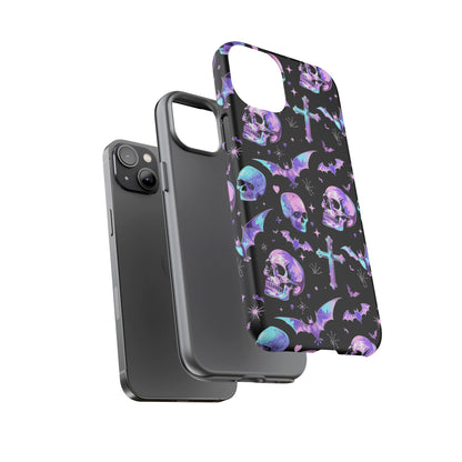 Pastel Skulls and Crosses Gothic Phone Case – Tough Phone Case – Cute Spooky Design - iPhone 16 - Samsung Galaxy - Google Pixel