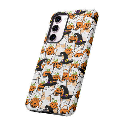 Halloween Cats and Pumpkins Phone Case – Tough Phone Case – Cute Spooky Design - iPhone 16 - Samsung Galaxy - Google Pixel