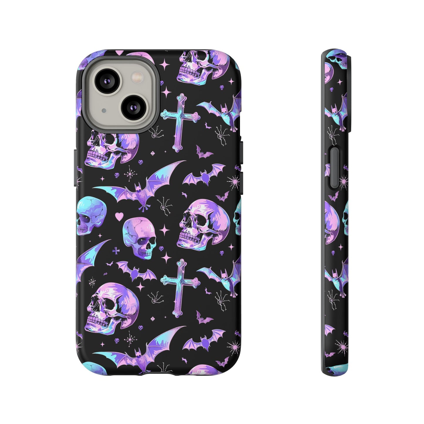 Pastel Skulls and Crosses Gothic Phone Case – Tough Phone Case – Cute Spooky Design - iPhone 16 - Samsung Galaxy - Google Pixel