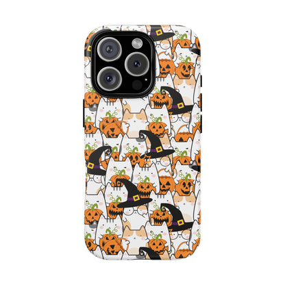 Halloween Cats and Pumpkins Phone Case – Tough Phone Case – Cute Spooky Design - iPhone 16 - Samsung Galaxy - Google Pixel