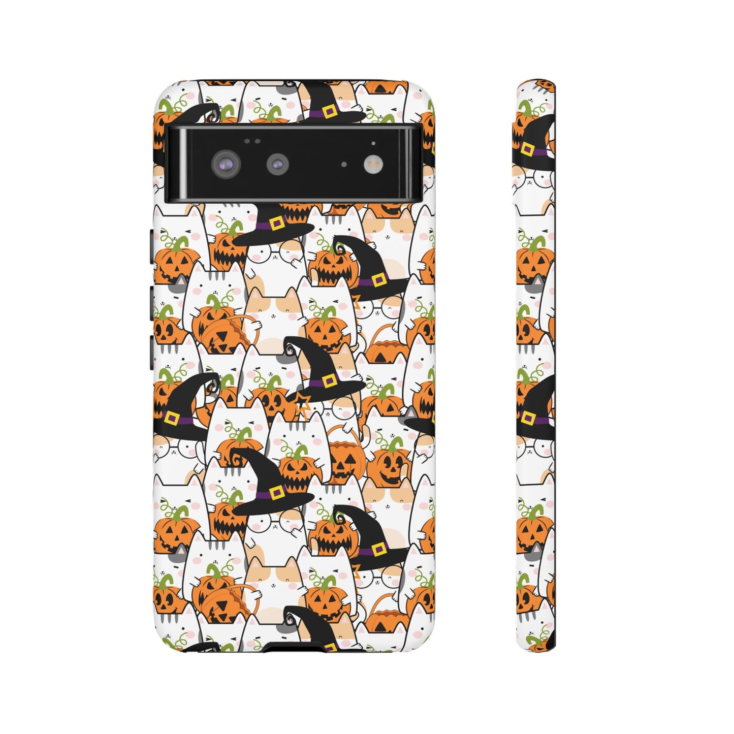 Halloween Cats and Pumpkins Phone Case – Tough Phone Case – Cute Spooky Design - iPhone 16 - Samsung Galaxy - Google Pixel