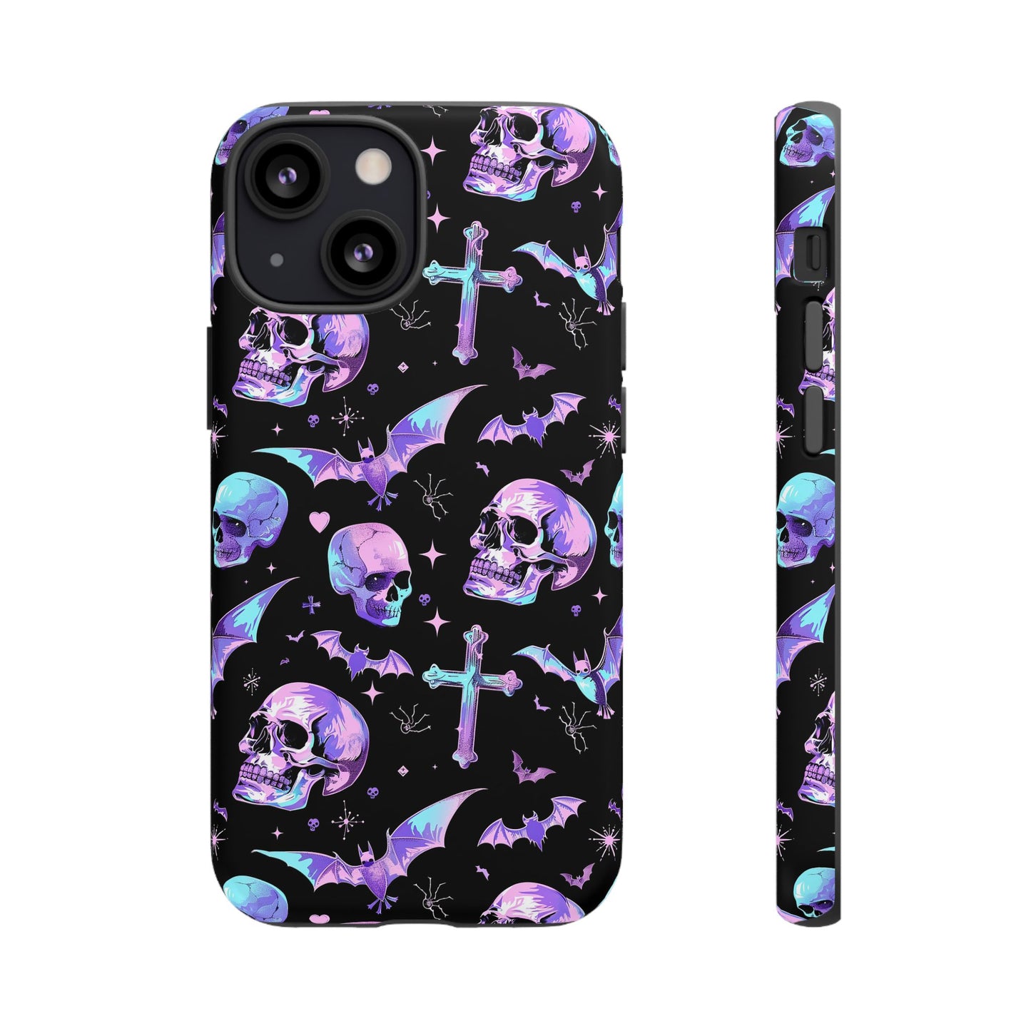 Pastel Skulls and Crosses Gothic Phone Case – Tough Phone Case – Cute Spooky Design - iPhone 16 - Samsung Galaxy - Google Pixel