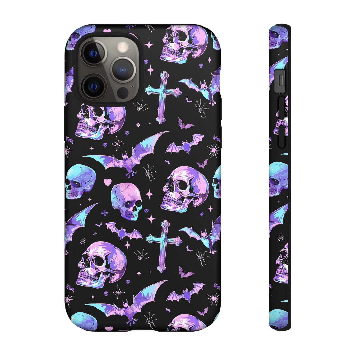 Pastel Skulls and Crosses Gothic Phone Case – Tough Phone Case – Cute Spooky Design - iPhone 16 - Samsung Galaxy - Google Pixel