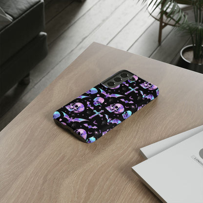 Pastel Skulls and Crosses Gothic Phone Case – Tough Phone Case – Cute Spooky Design - iPhone 16 - Samsung Galaxy - Google Pixel