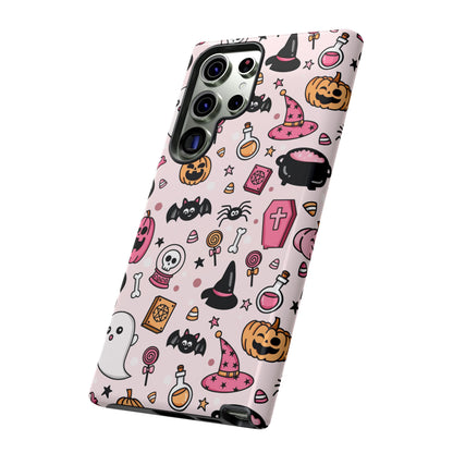 Pastel Halloween Charm Tough Phone Case – Cute Spooky Design - iPhone 16 - Samsung Galaxy - Google Pixel