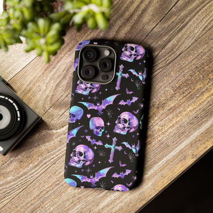 Pastel Skulls and Crosses Gothic Phone Case – Tough Phone Case – Cute Spooky Design - iPhone 16 - Samsung Galaxy - Google Pixel