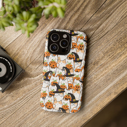 Halloween Cats and Pumpkins Phone Case – Tough Phone Case – Cute Spooky Design - iPhone 16 - Samsung Galaxy - Google Pixel