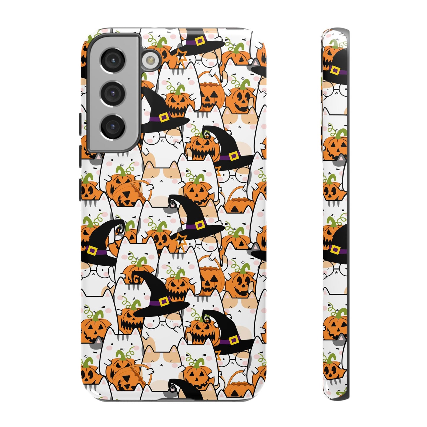 Halloween Cats and Pumpkins Phone Case – Tough Phone Case – Cute Spooky Design - iPhone 16 - Samsung Galaxy - Google Pixel