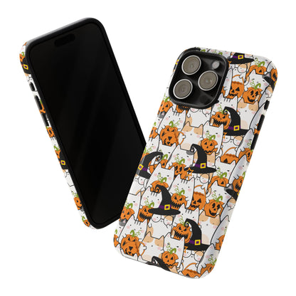 Halloween Cats and Pumpkins Phone Case – Tough Phone Case – Cute Spooky Design - iPhone 16 - Samsung Galaxy - Google Pixel