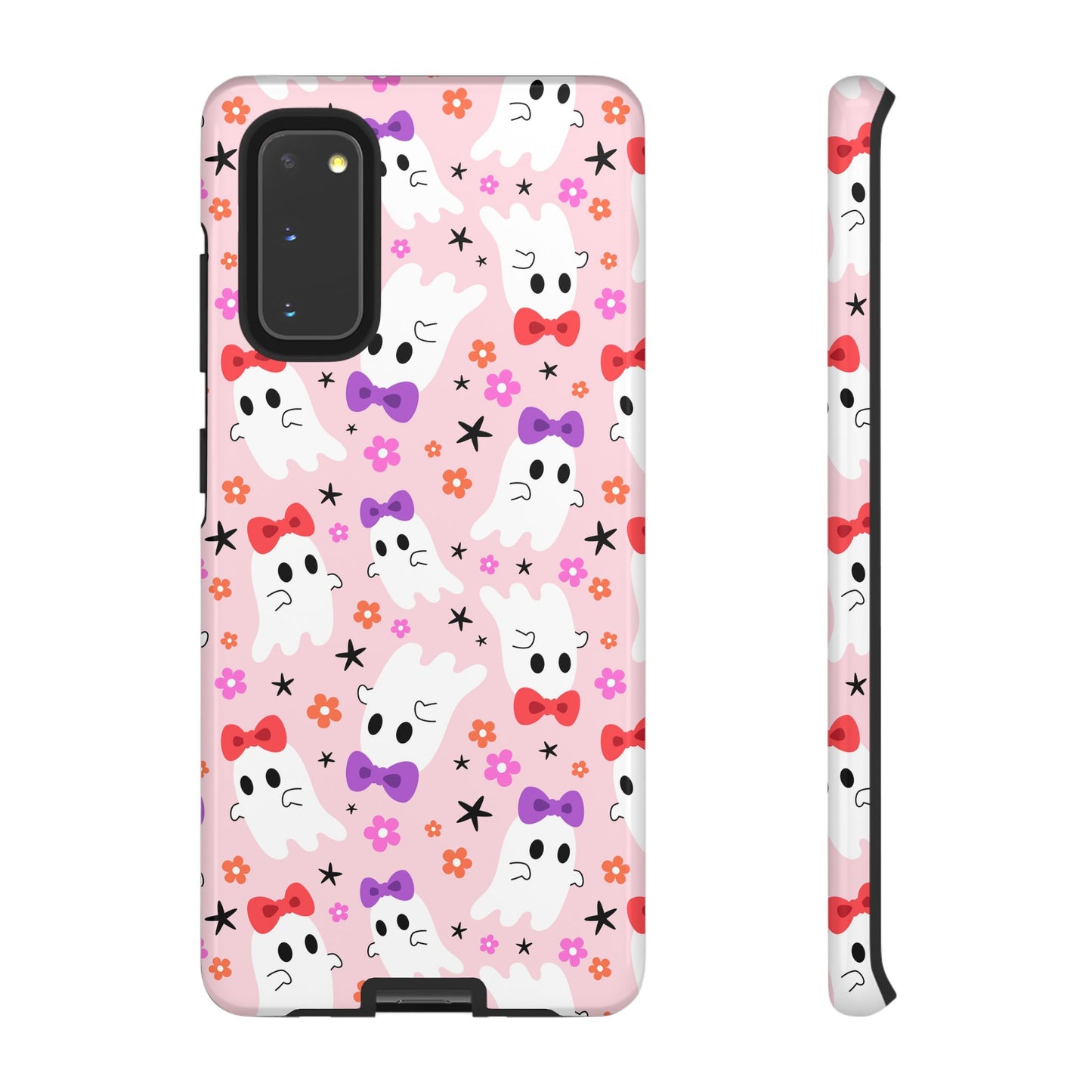 Cute Ghosts with Bows and Stars Halloween Phone Case – Tough Phone Case – Cute Spooky Design - iPhone 16 - Samsung Galaxy - Google Pixel