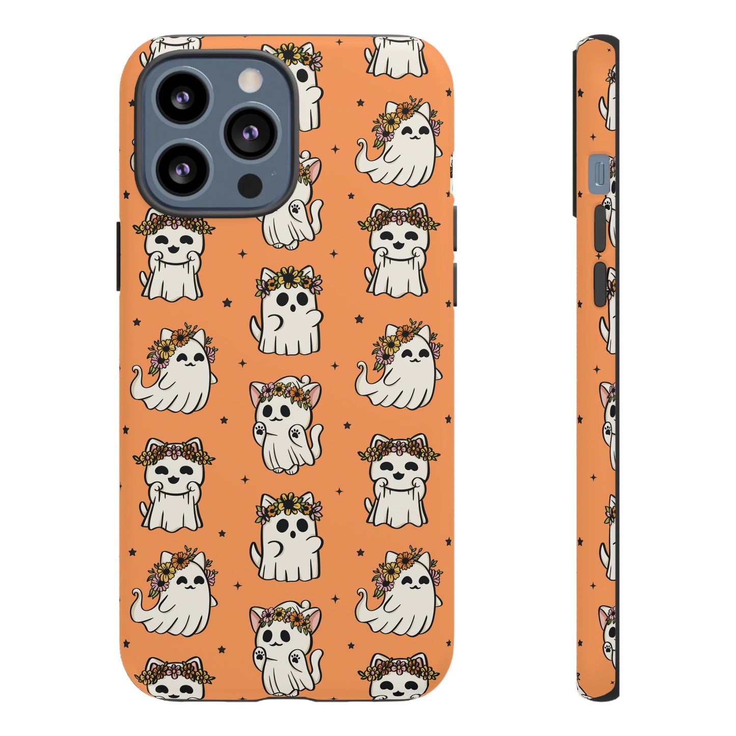 Ghost Cats and Pumpkins Halloween Phone Case – Tough Phone Case – Cute Spooky Design - iPhone 16 - Samsung Galaxy - Google Pixel