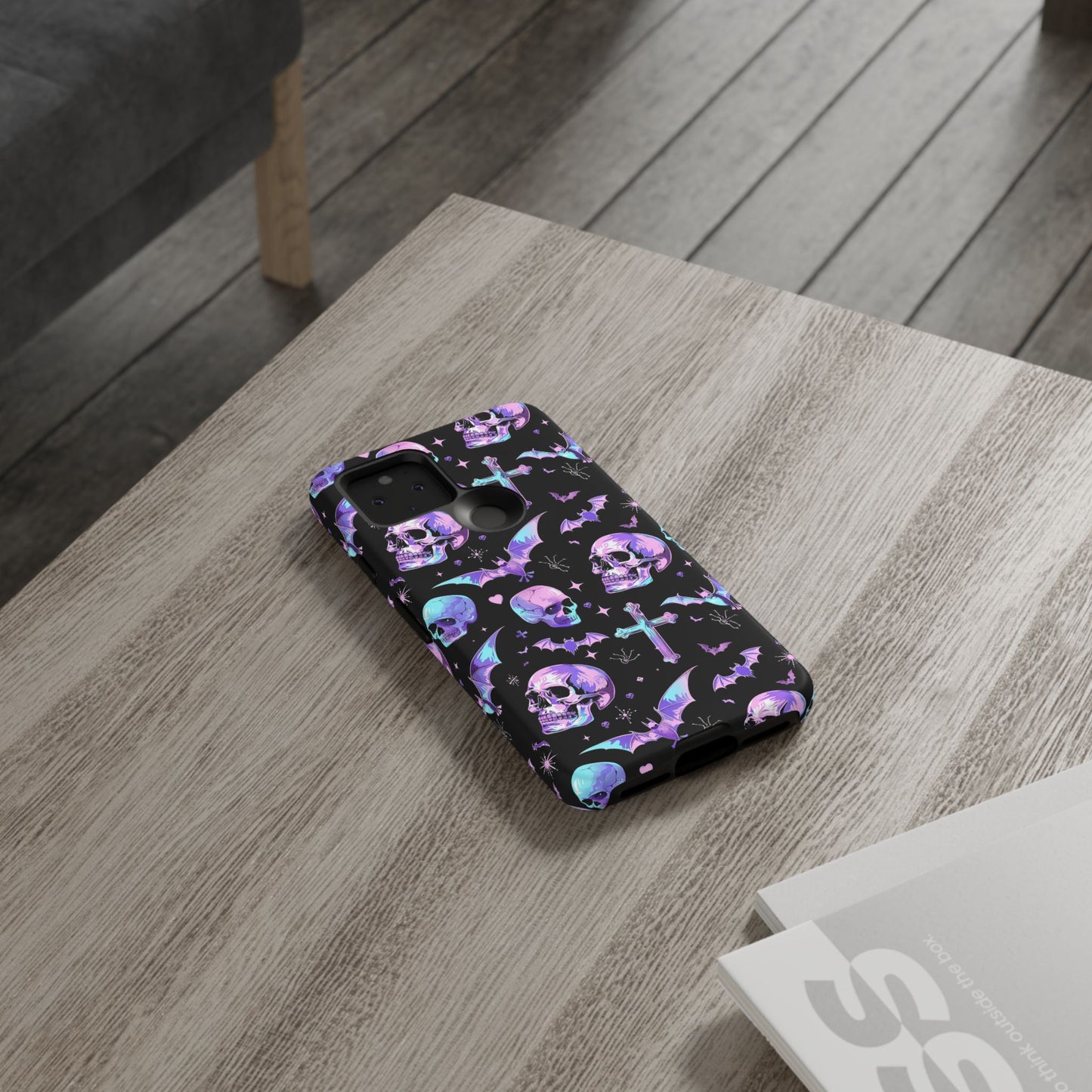 Pastel Skulls and Crosses Gothic Phone Case – Tough Phone Case – Cute Spooky Design - iPhone 16 - Samsung Galaxy - Google Pixel