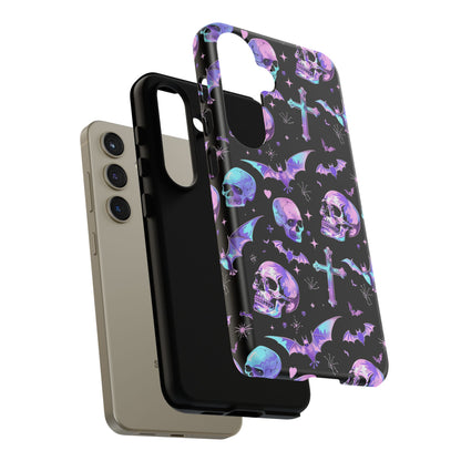 Pastel Skulls and Crosses Gothic Phone Case – Tough Phone Case – Cute Spooky Design - iPhone 16 - Samsung Galaxy - Google Pixel