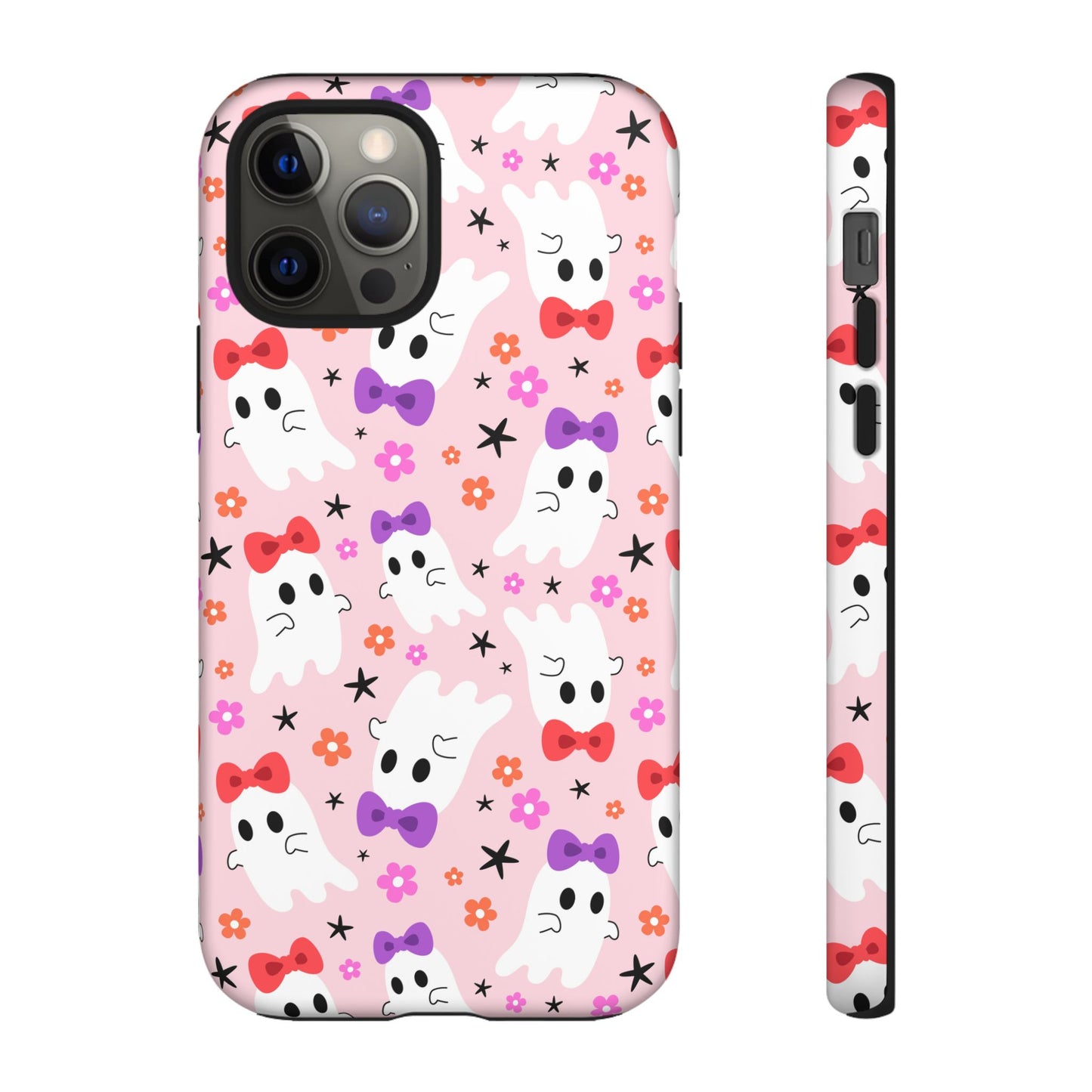 Cute Ghosts with Bows and Stars Halloween Phone Case – Tough Phone Case – Cute Spooky Design - iPhone 16 - Samsung Galaxy - Google Pixel