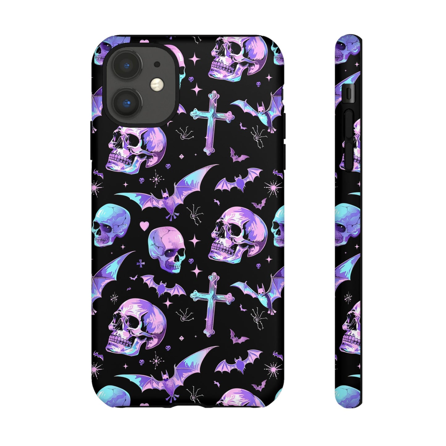 Pastel Skulls and Crosses Gothic Phone Case – Tough Phone Case – Cute Spooky Design - iPhone 16 - Samsung Galaxy - Google Pixel