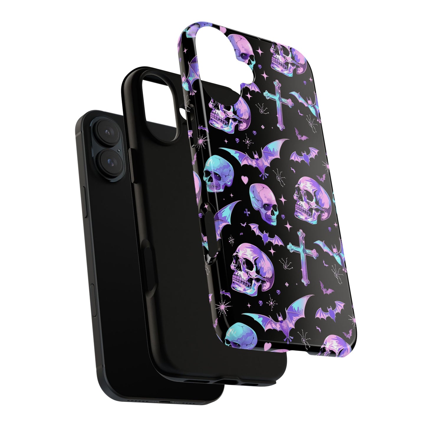 Pastel Skulls and Crosses Gothic Phone Case – Tough Phone Case – Cute Spooky Design - iPhone 16 - Samsung Galaxy - Google Pixel