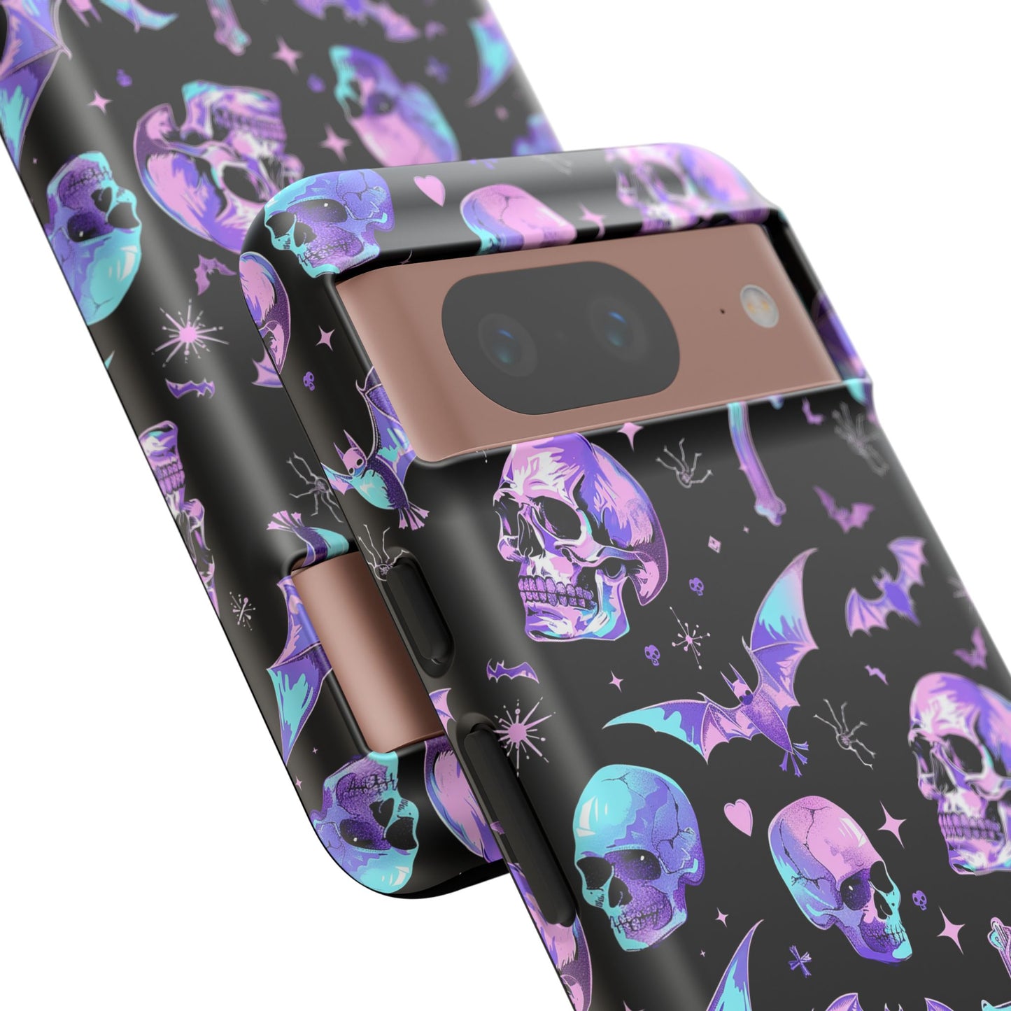 Pastel Skulls and Crosses Gothic Phone Case – Tough Phone Case – Cute Spooky Design - iPhone 16 - Samsung Galaxy - Google Pixel