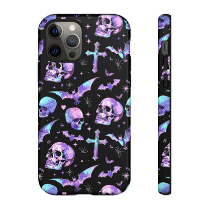 Pastel Skulls and Crosses Gothic Phone Case – Tough Phone Case – Cute Spooky Design - iPhone 16 - Samsung Galaxy - Google Pixel