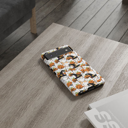 Halloween Cats and Pumpkins Phone Case – Tough Phone Case – Cute Spooky Design - iPhone 16 - Samsung Galaxy - Google Pixel