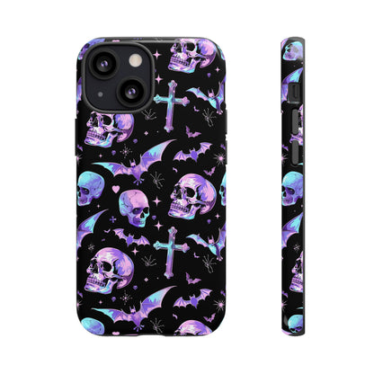 Pastel Skulls and Crosses Gothic Phone Case – Tough Phone Case – Cute Spooky Design - iPhone 16 - Samsung Galaxy - Google Pixel