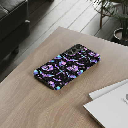 Pastel Skulls and Crosses Gothic Phone Case – Tough Phone Case – Cute Spooky Design - iPhone 16 - Samsung Galaxy - Google Pixel