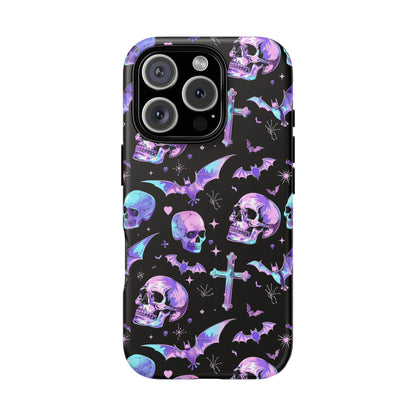 Pastel Skulls and Crosses Gothic Phone Case – Tough Phone Case – Cute Spooky Design - iPhone 16 - Samsung Galaxy - Google Pixel