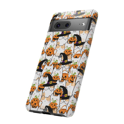 Halloween Cats and Pumpkins Phone Case – Tough Phone Case – Cute Spooky Design - iPhone 16 - Samsung Galaxy - Google Pixel