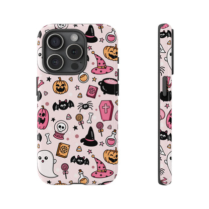 Pastel Halloween Charm Tough Phone Case – Cute Spooky Design - iPhone 16 - Samsung Galaxy - Google Pixel