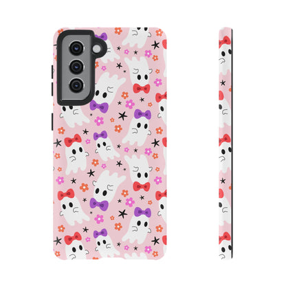 Cute Ghosts with Bows and Stars Halloween Phone Case – Tough Phone Case – Cute Spooky Design - iPhone 16 - Samsung Galaxy - Google Pixel