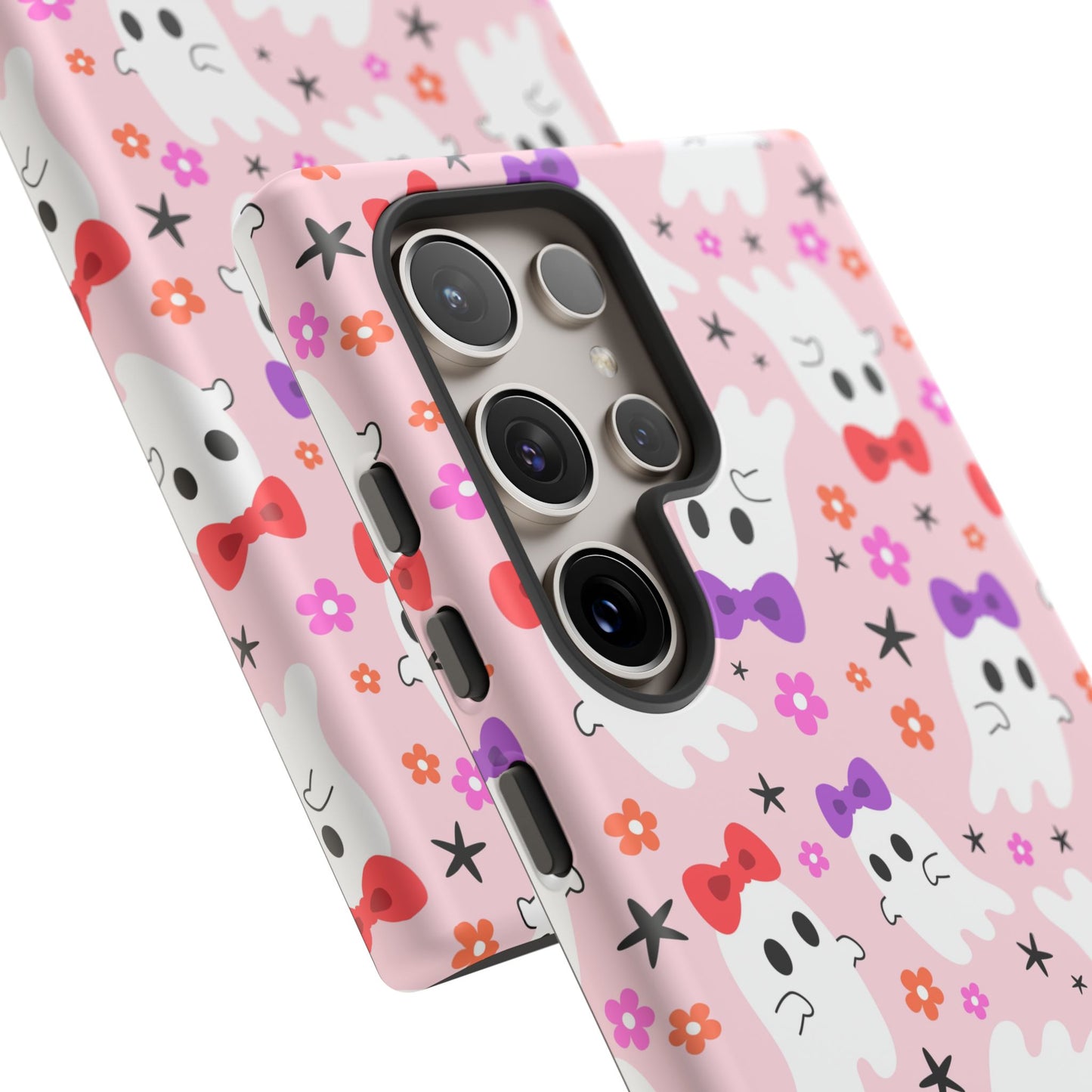 Cute Ghosts with Bows and Stars Halloween Phone Case – Tough Phone Case – Cute Spooky Design - iPhone 16 - Samsung Galaxy - Google Pixel