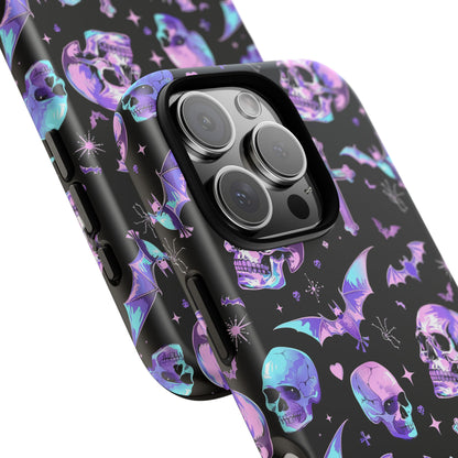 Pastel Skulls and Crosses Gothic Phone Case – Tough Phone Case – Cute Spooky Design - iPhone 16 - Samsung Galaxy - Google Pixel