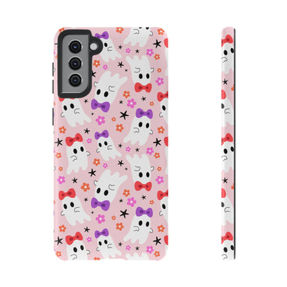 Cute Ghosts with Bows and Stars Halloween Phone Case – Tough Phone Case – Cute Spooky Design - iPhone 16 - Samsung Galaxy - Google Pixel