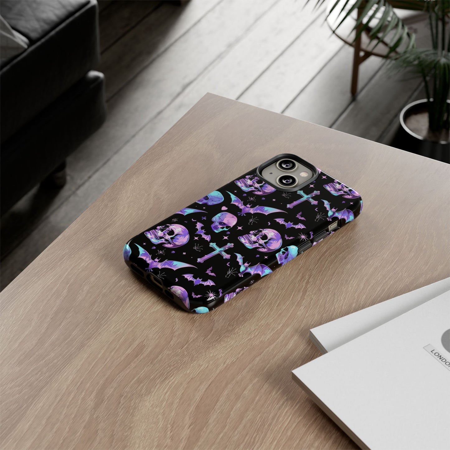 Pastel Skulls and Crosses Gothic Phone Case – Tough Phone Case – Cute Spooky Design - iPhone 16 - Samsung Galaxy - Google Pixel