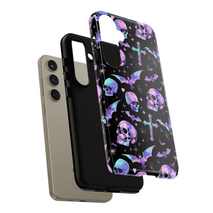 Pastel Skulls and Crosses Gothic Phone Case – Tough Phone Case – Cute Spooky Design - iPhone 16 - Samsung Galaxy - Google Pixel