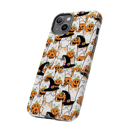 Halloween Cats and Pumpkins Phone Case – Tough Phone Case – Cute Spooky Design - iPhone 16 - Samsung Galaxy - Google Pixel