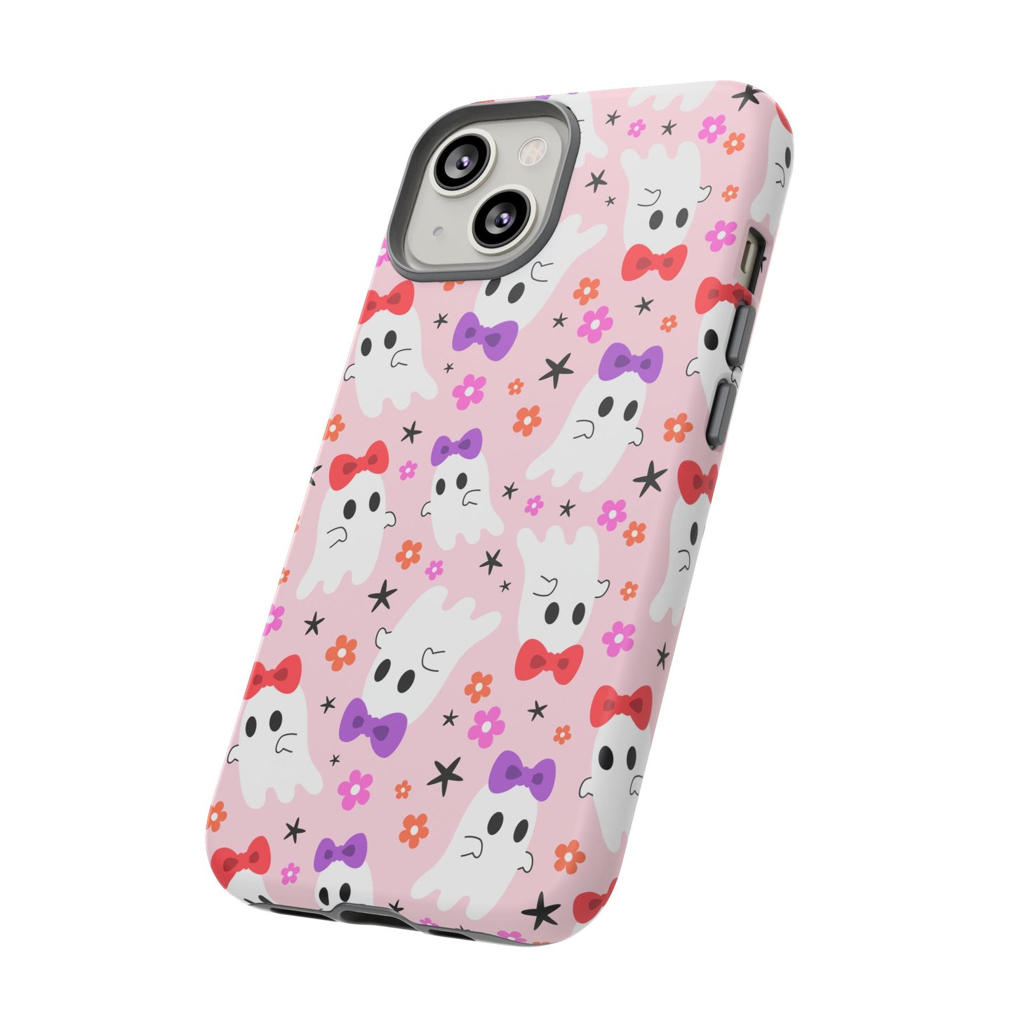 Cute Ghosts with Bows and Stars Halloween Phone Case – Tough Phone Case – Cute Spooky Design - iPhone 16 - Samsung Galaxy - Google Pixel