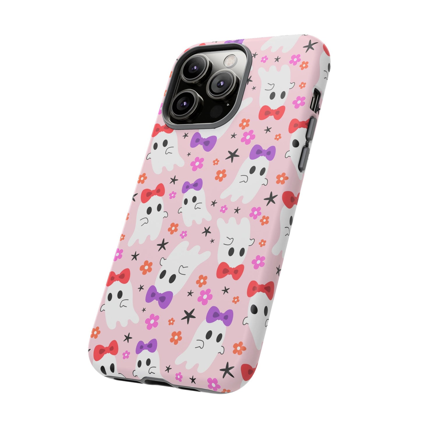 Cute Ghosts with Bows and Stars Halloween Phone Case – Tough Phone Case – Cute Spooky Design - iPhone 16 - Samsung Galaxy - Google Pixel