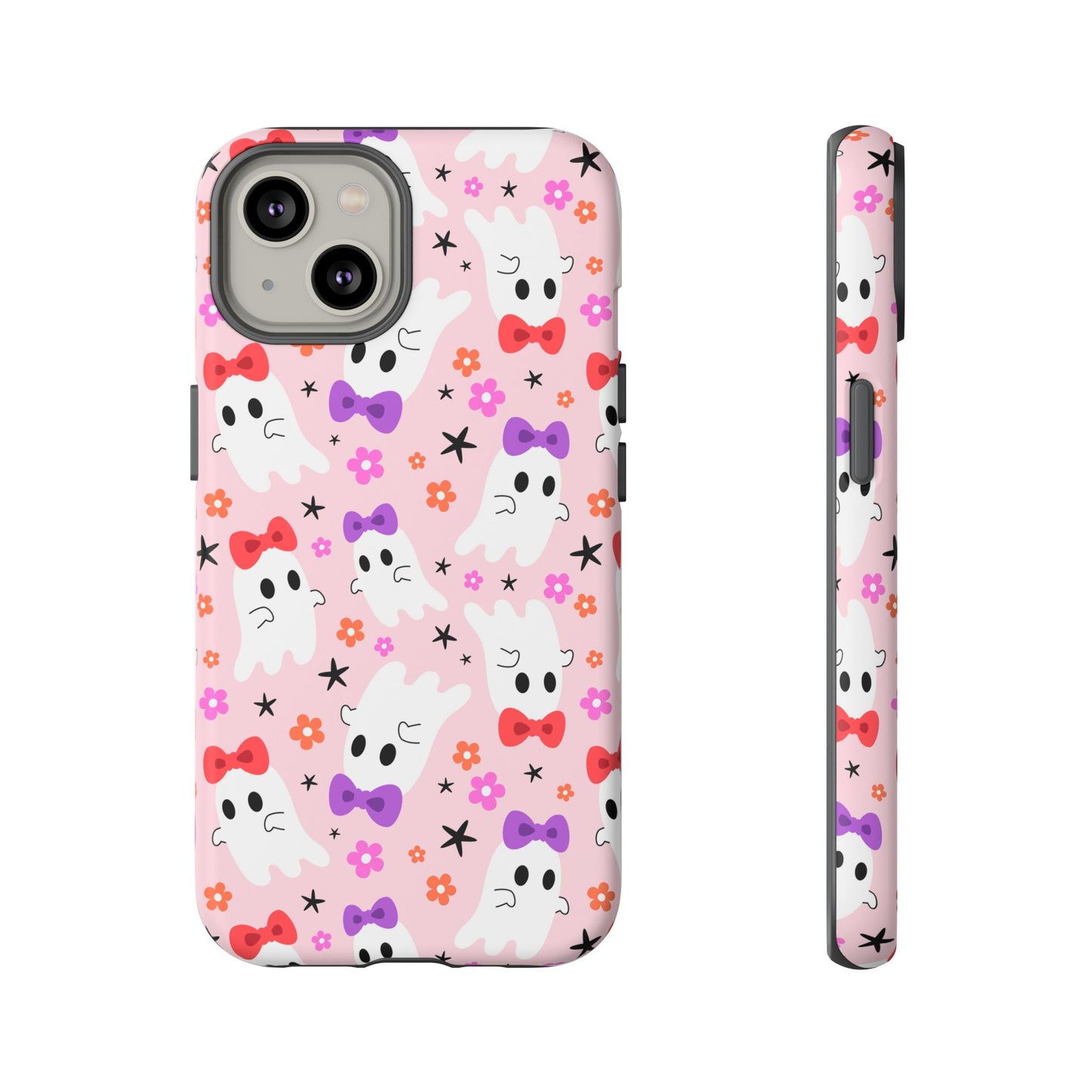 Cute Ghosts with Bows and Stars Halloween Phone Case – Tough Phone Case – Cute Spooky Design - iPhone 16 - Samsung Galaxy - Google Pixel