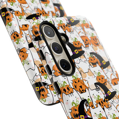 Halloween Cats and Pumpkins Phone Case – Tough Phone Case – Cute Spooky Design - iPhone 16 - Samsung Galaxy - Google Pixel